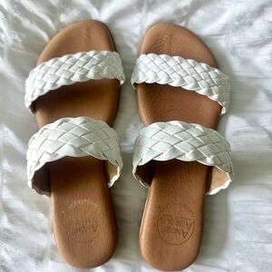 Andre Assous White Braided Sandals